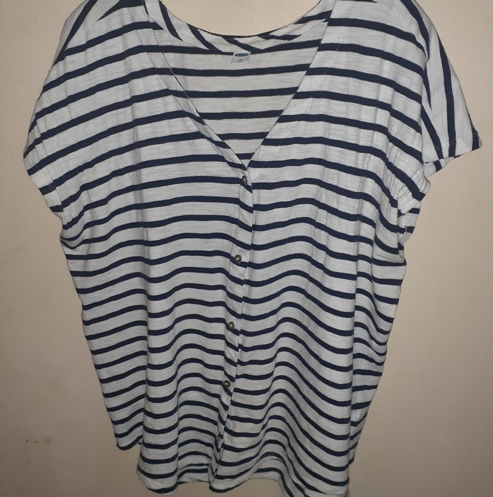 Striped plus size button up top